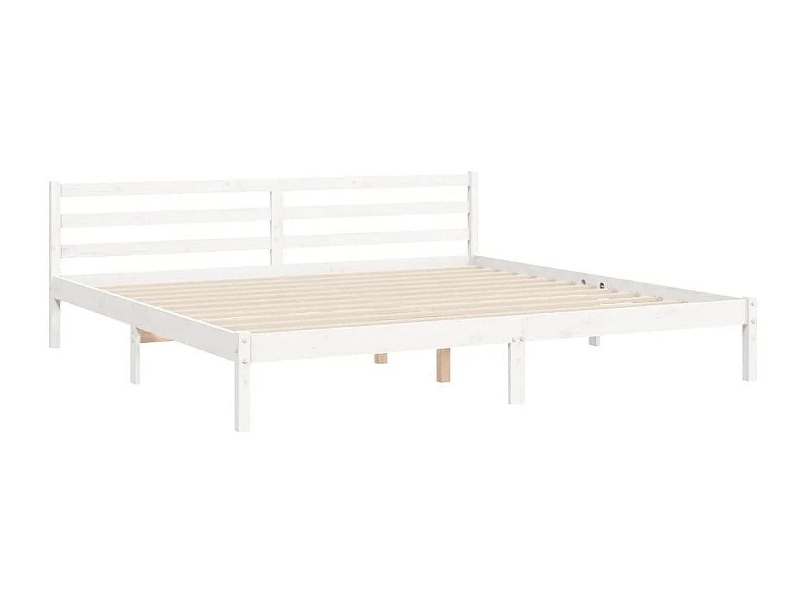Bedframe met hoofdbord massief hout wit 200x200 cm