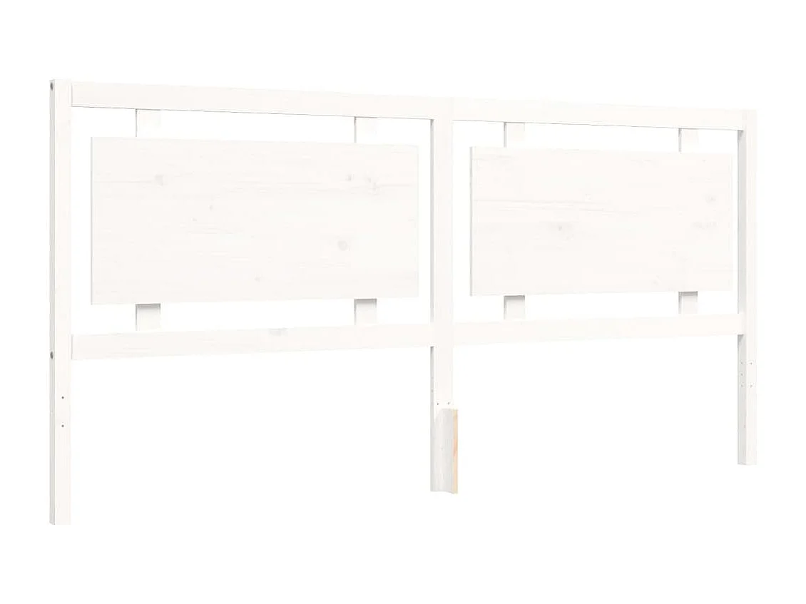 Bedframe met hoofdbord massief hout wit 200x200 cm