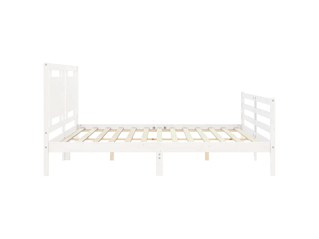 Estrutura de cama com cabeceira 200x200cm madeira maciça branco