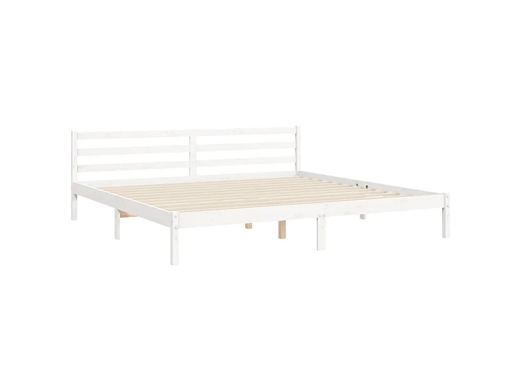 Estrutura de cama com cabeceira 200x200cm madeira maciça branco