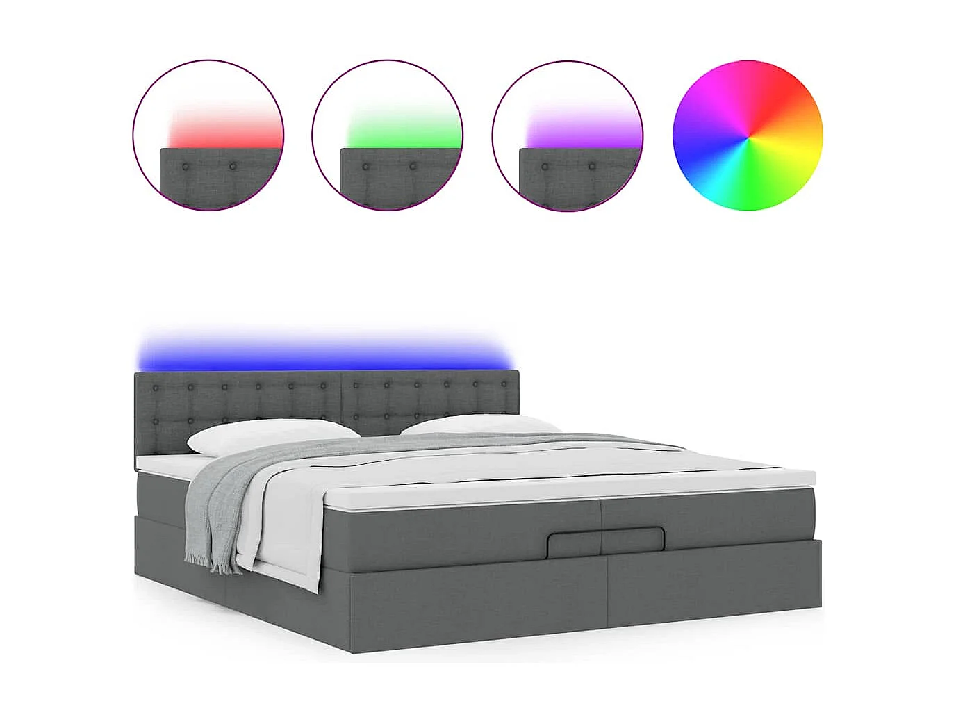 Struttura Letto Pouf con Materassi 200x200 cm in Tessuto