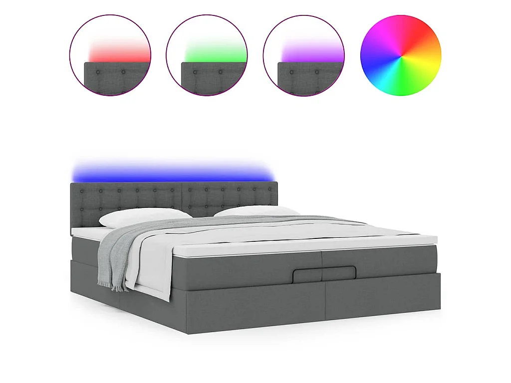 Struttura Letto Pouf con Materassi 200x200 cm in Tessuto
