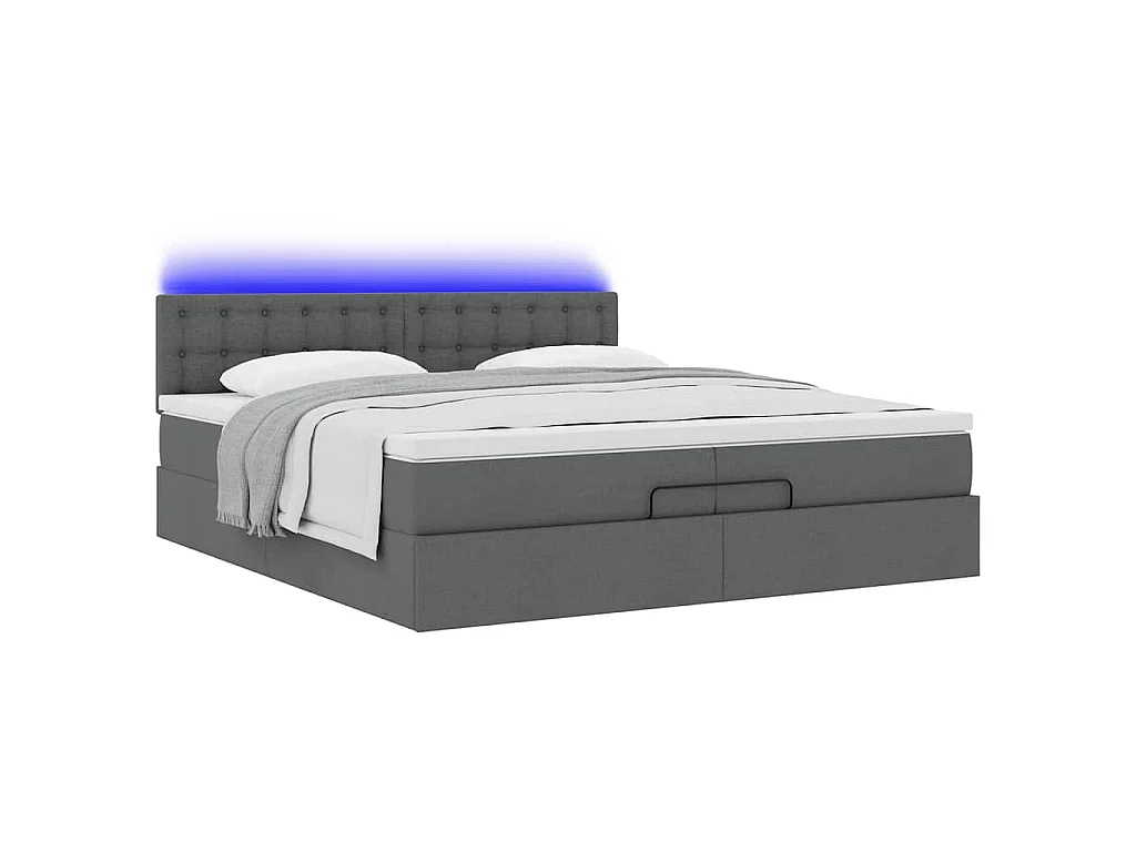 Struttura Letto Pouf con Materassi 200x200 cm in Tessuto