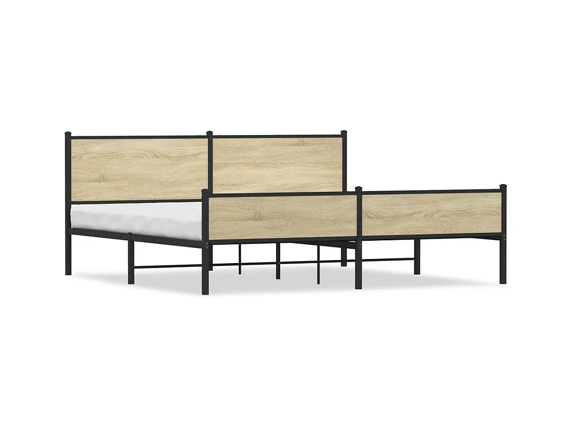 Cadre de lit en métal sans matelas chêne sonoma 193x203 cm