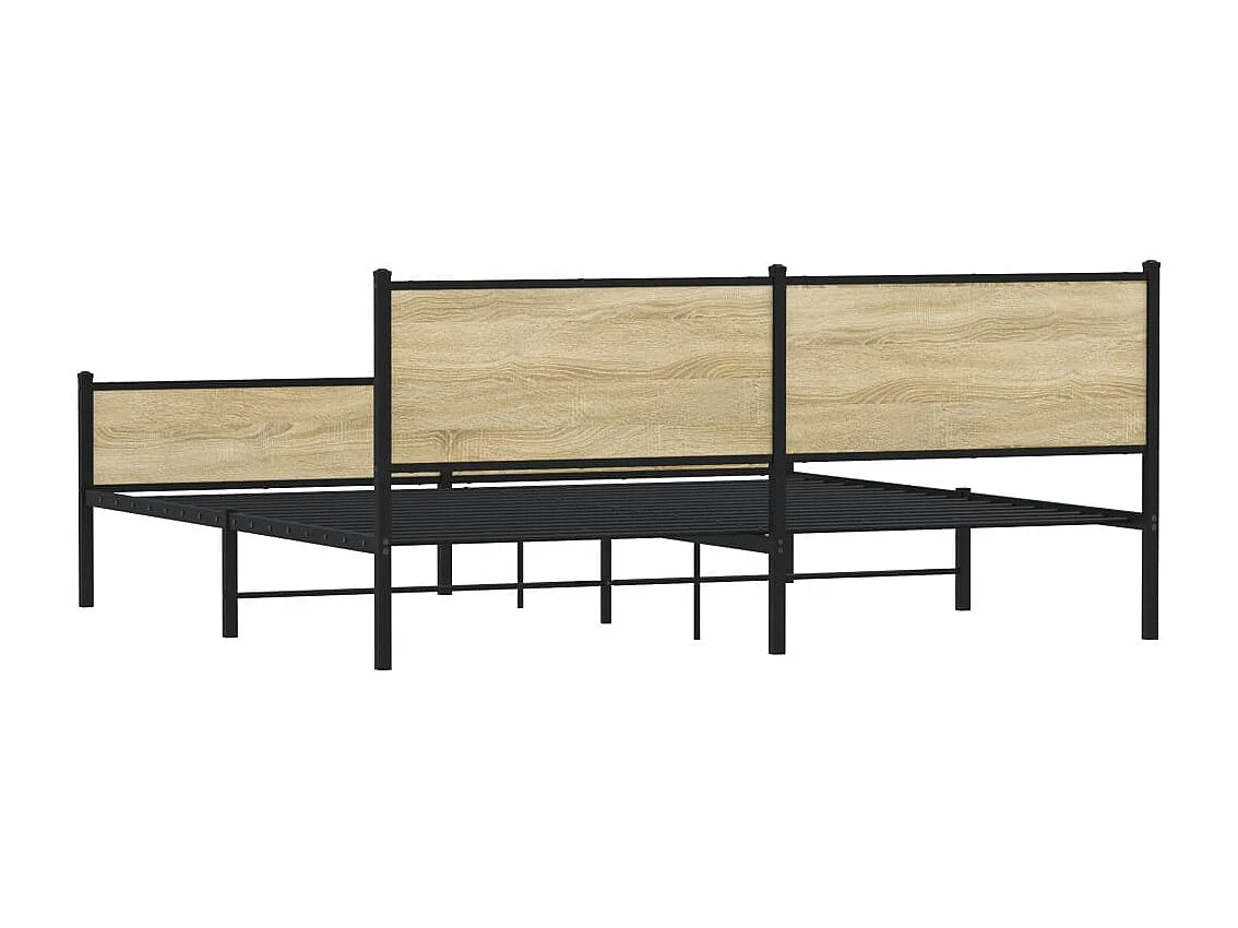 Estructura de cama sin colchón metal roble Sonoma 193x203 cm