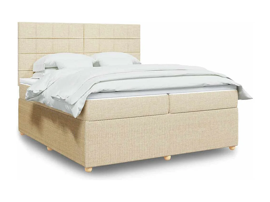 Boxspring met matras stof crèmekleurig 200x200 cm