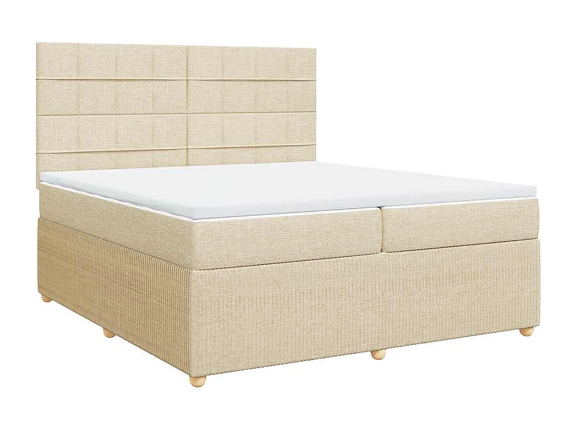 Boxspring met matras stof crèmekleurig 200x200 cm