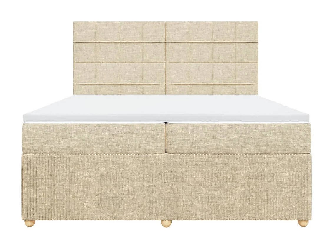 Boxspring met matras stof crèmekleurig 200x200 cm