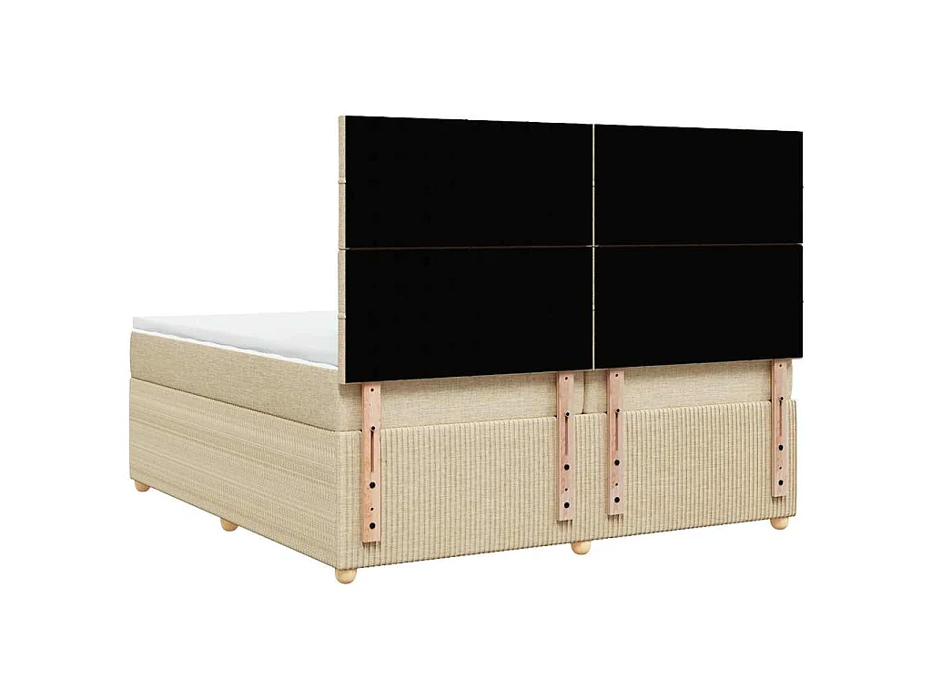 Boxspring met matras stof crèmekleurig 200x200 cm