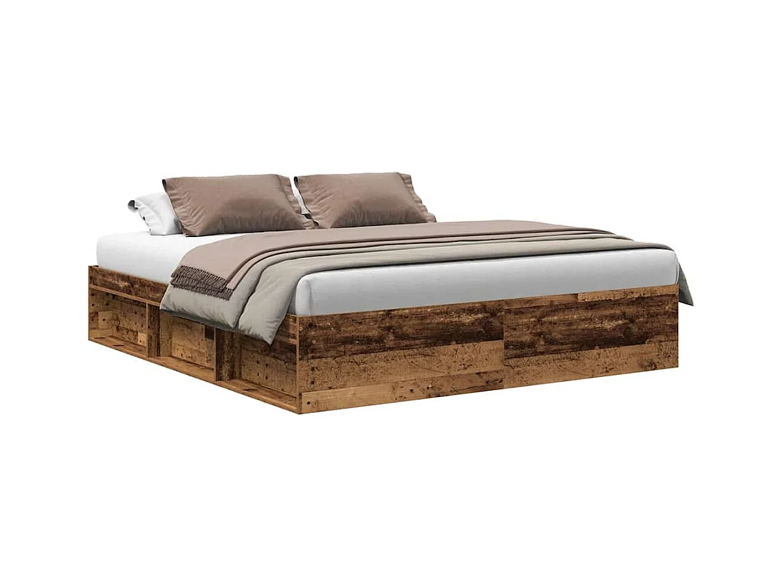 Cadre de lit sans matelas vieux bois 200x200 cm bois ingénierie