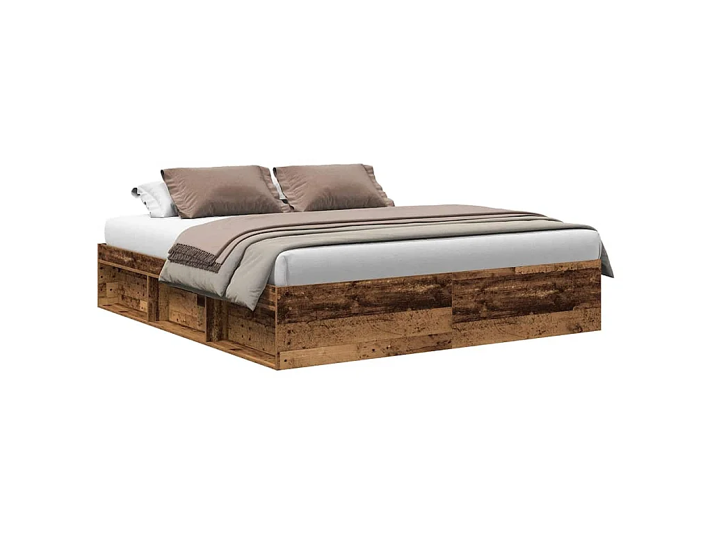 Estructura de cama sin colchón madera envejecida 200x200 cm