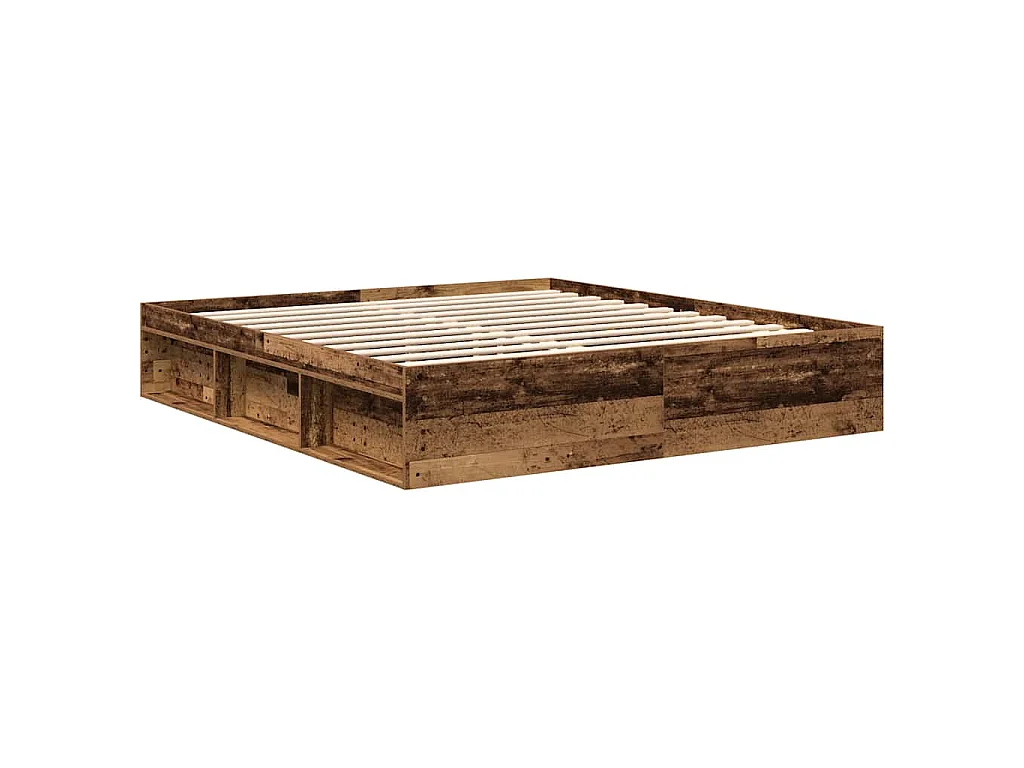 Estructura de cama sin colchón madera envejecida 200x200 cm