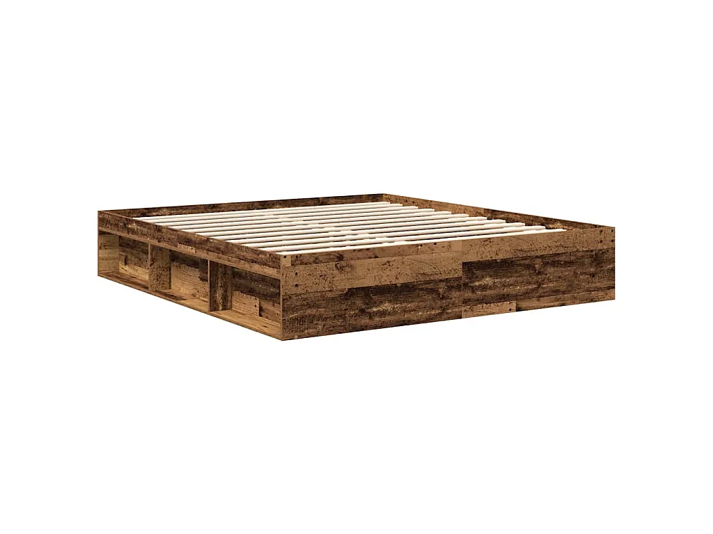 Estructura de cama sin colchón madera envejecida 200x200 cm