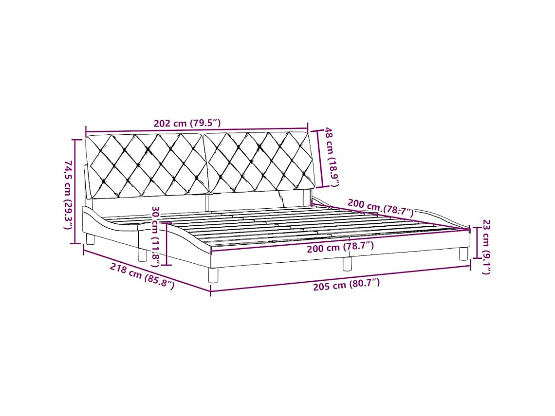 Cadre de lit avec LED sans matelas gris clair 200x200 cm tissu