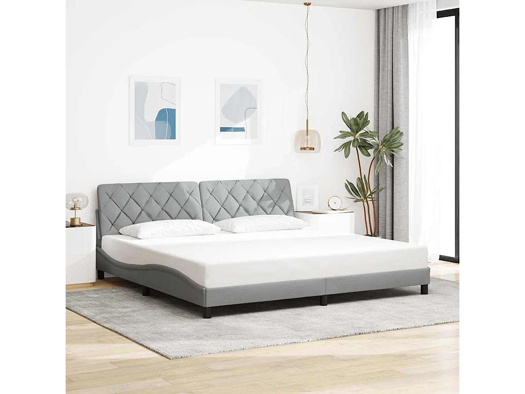 Estrutura de cama com LED sem colchão 200x200 cm tecido