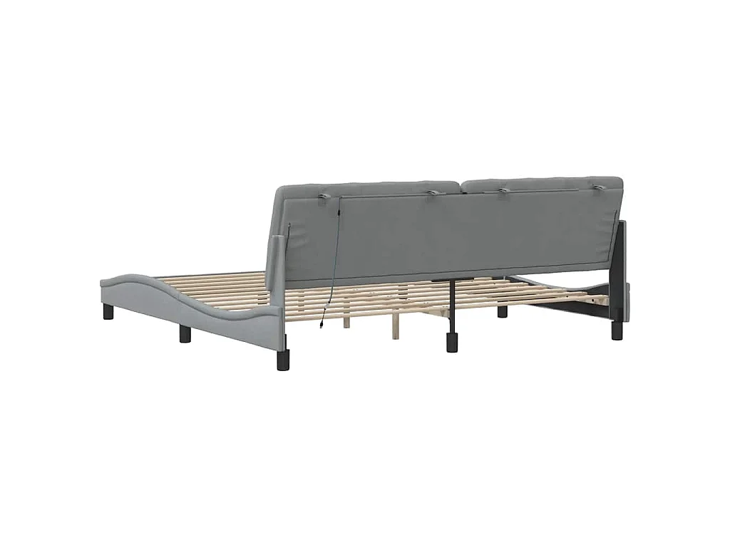 Estrutura de cama com LED sem colchão 200x200 cm tecido