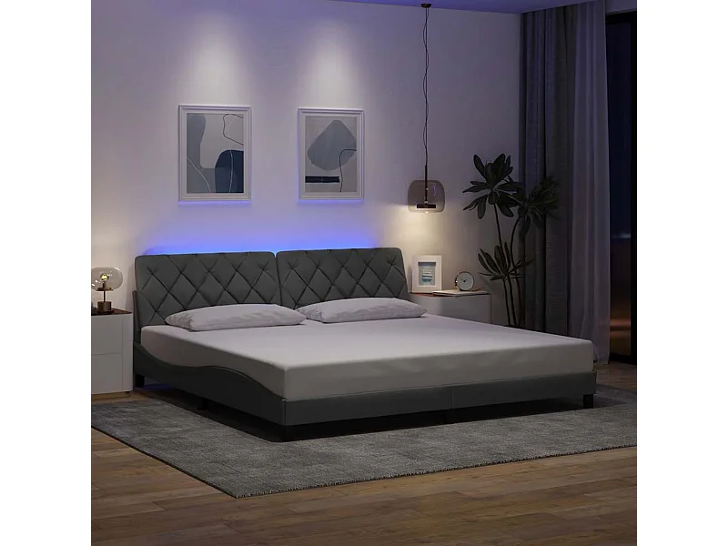 Estrutura de cama com LED sem colchão 200x200 cm tecido