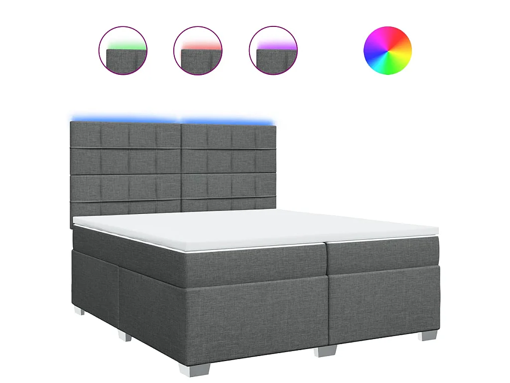 Cama box spring con colchón tela gris oscuro 200x200 cm