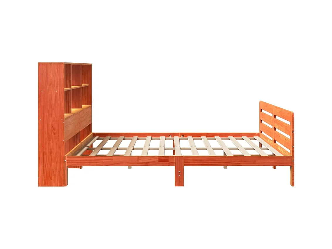 Cadre de lit sans matelas cire marron 200x200cm bois pin massif