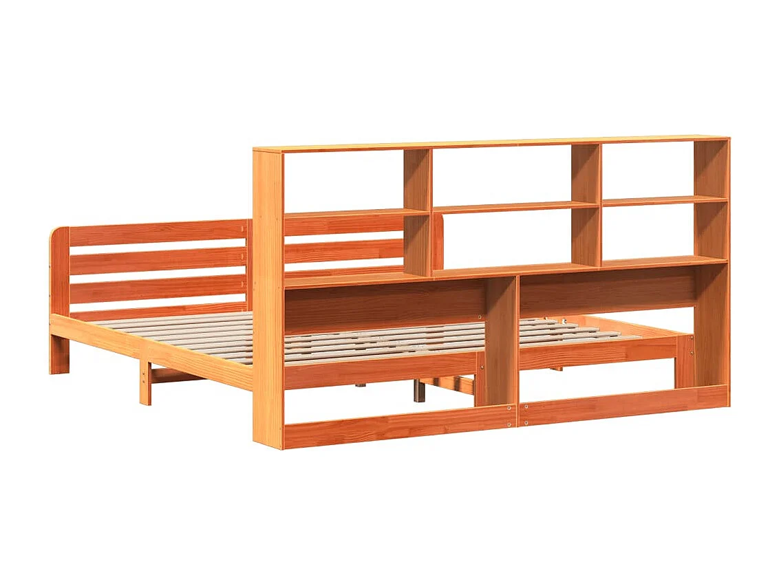 Cadre de lit sans matelas cire marron 200x200cm bois pin massif