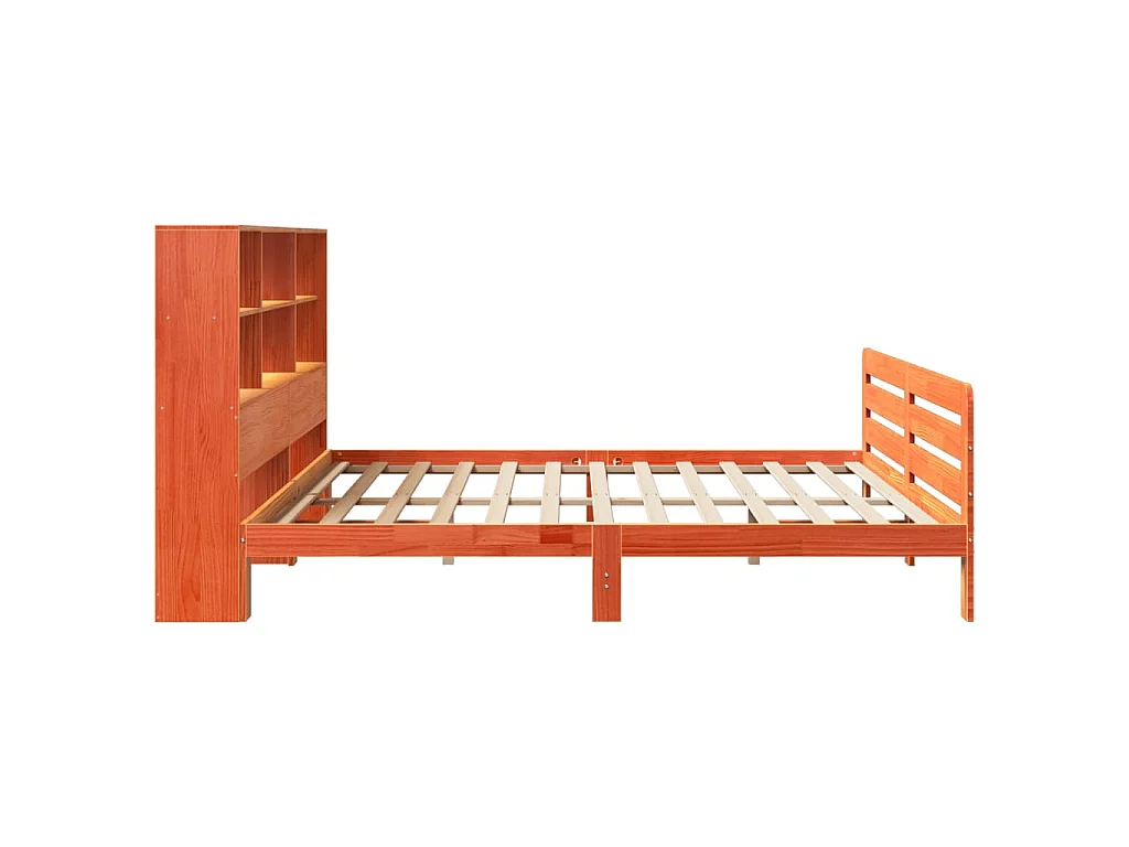 Cama sem colchão 200x200 cm pinho maciço castanho-mel