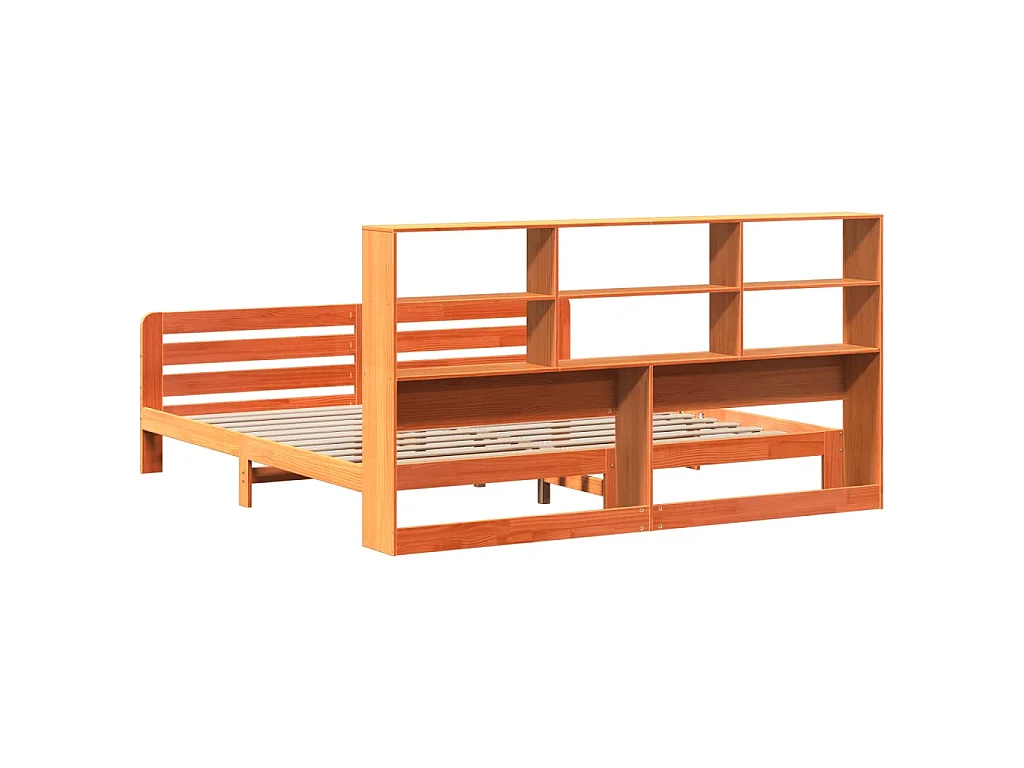 Cama sem colchão 200x200 cm pinho maciço castanho-mel