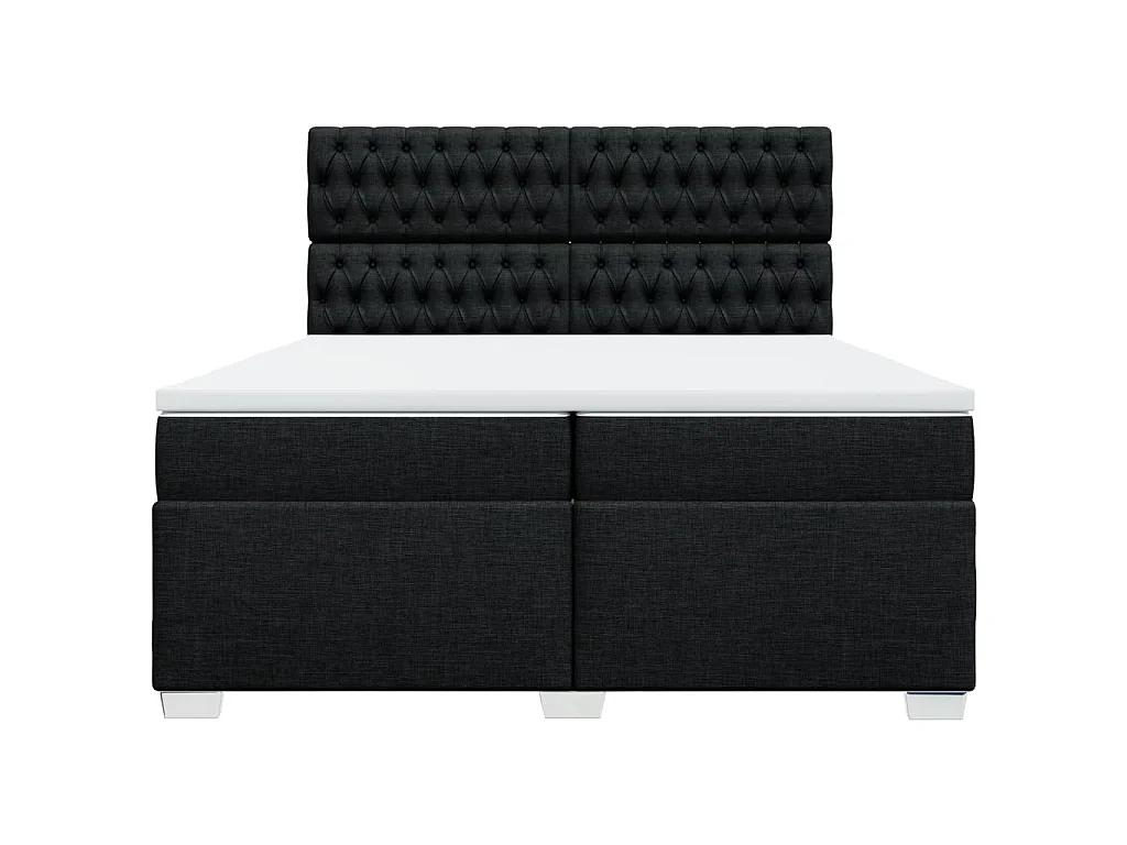 Cama box spring con colchón tela negro 200x200 cm