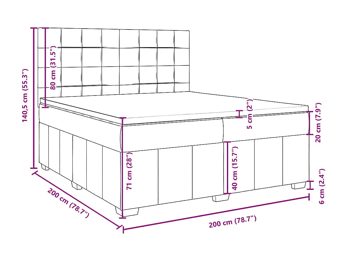 Boxspring met matras stof crèmekleurig 200x200 cm