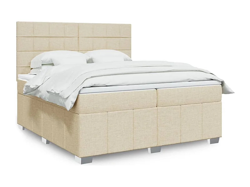 Boxspringbett mit Matratze Creme 200x200 cm Stoff