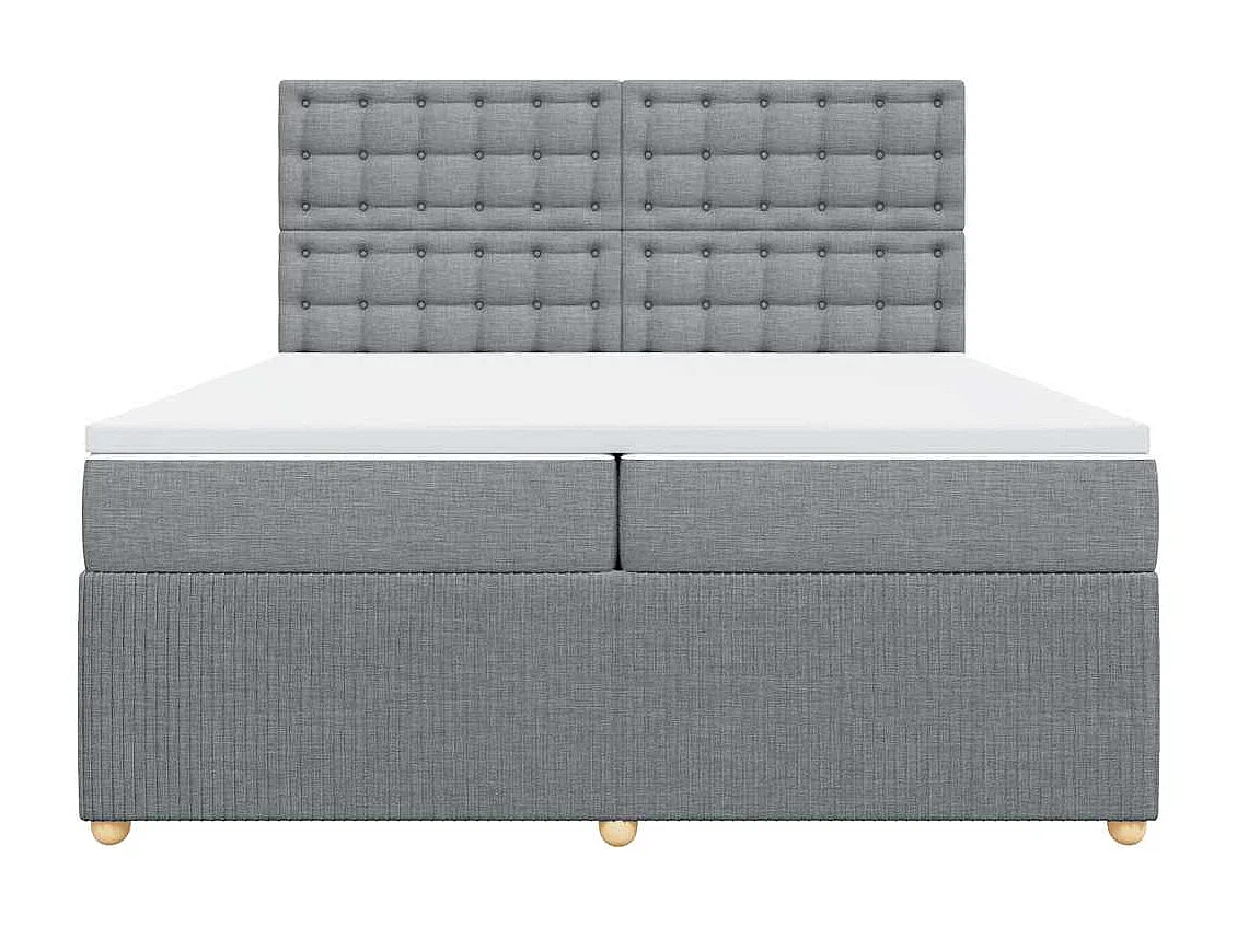 Giroletto a Molle con Materasso Grigio Chiaro 200x200cm Tessuto