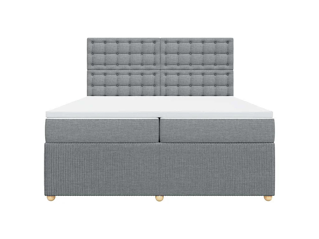 Cama com molas/colchão 200x200 cm tecido cinza-claro
