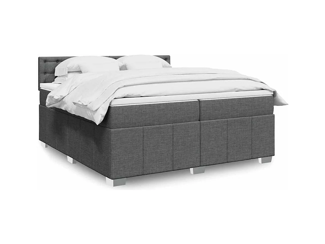 Sommier à lattes de lit avec matelas Gris foncé 200x200cm Tissu