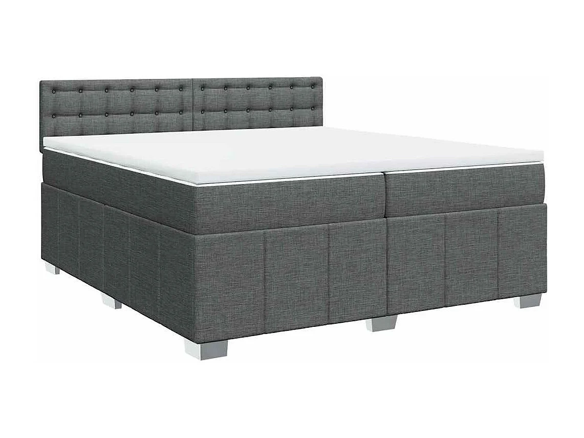 Sommier à lattes de lit avec matelas Gris foncé 200x200cm Tissu