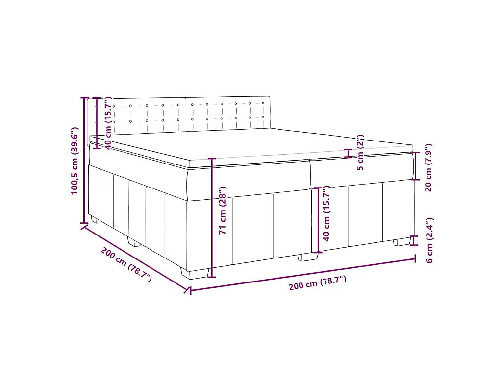 Boxspring met matras stof donkergrijs 200x200 cm