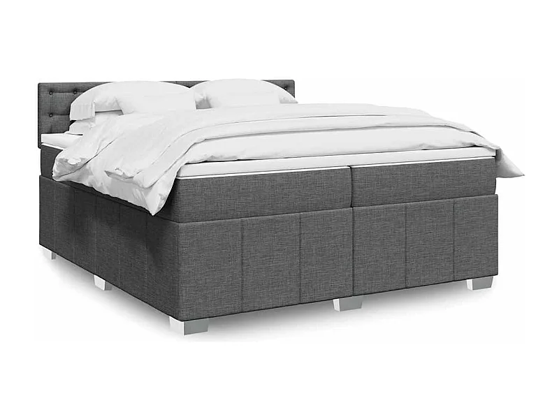 Sommier à lattes de lit avec matelas Gris foncé 200x200cm Tissu