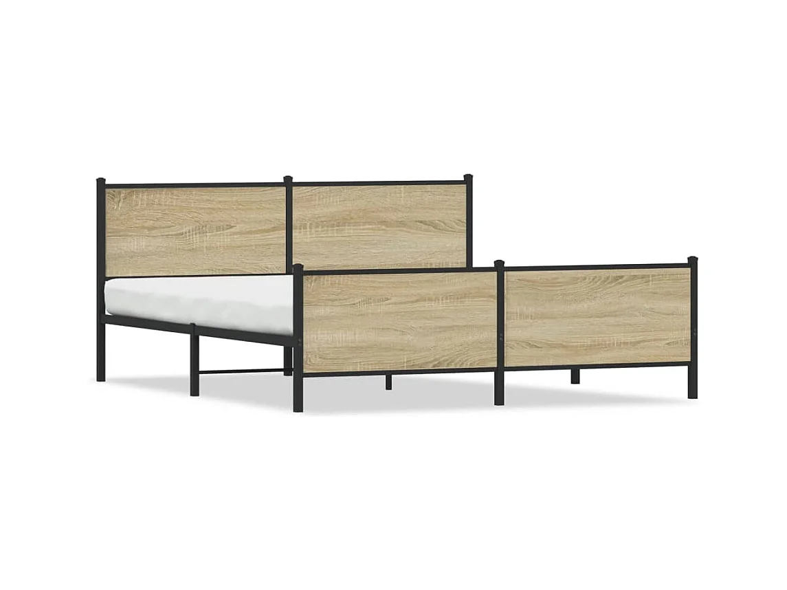 Metallbett ohne Matratze Sonoma-Eiche 193x203 cm