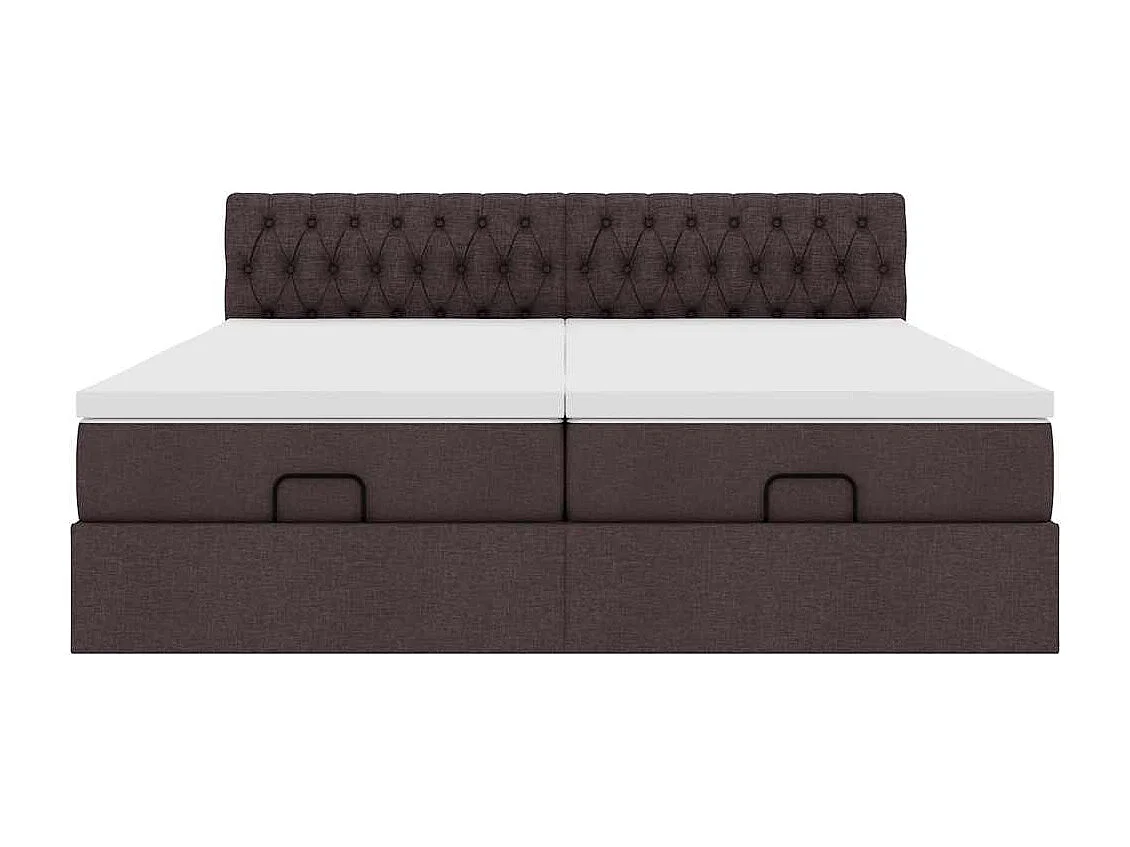 Ottoman-Bett mit Matratzen Dunkelbraun 200x200 cm Stoff