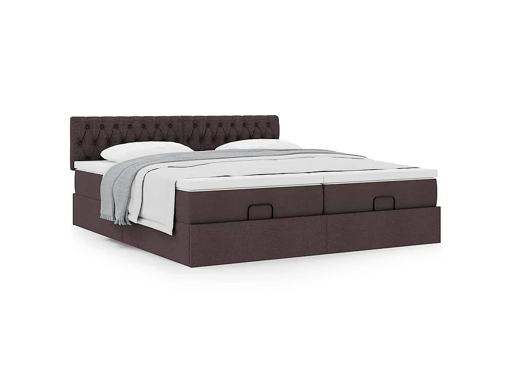 Ottoman bed met matrassen 200x200cm stof donkerbruin