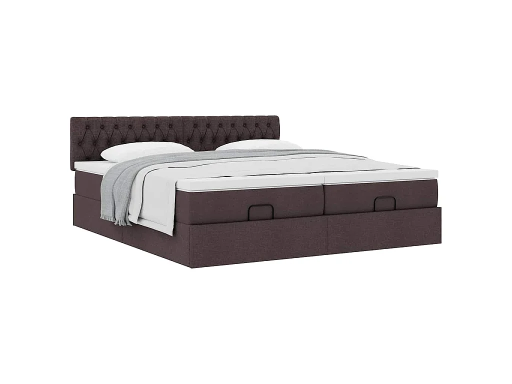 Ottoman bed met matrassen 200x200cm stof donkerbruin
