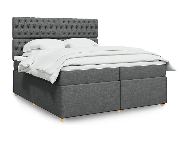 Boxspring met matras stof donkergrijs 200x200 cm