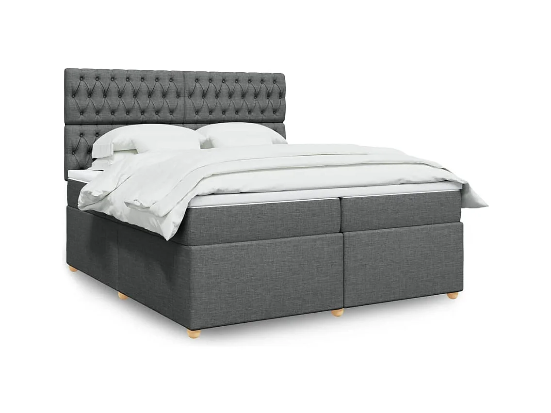Sommier à lattes de lit avec matelas Gris foncé 200x200cm Tissu