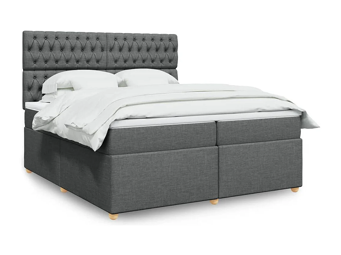 Sommier à lattes de lit avec matelas Gris foncé 200x200cm Tissu