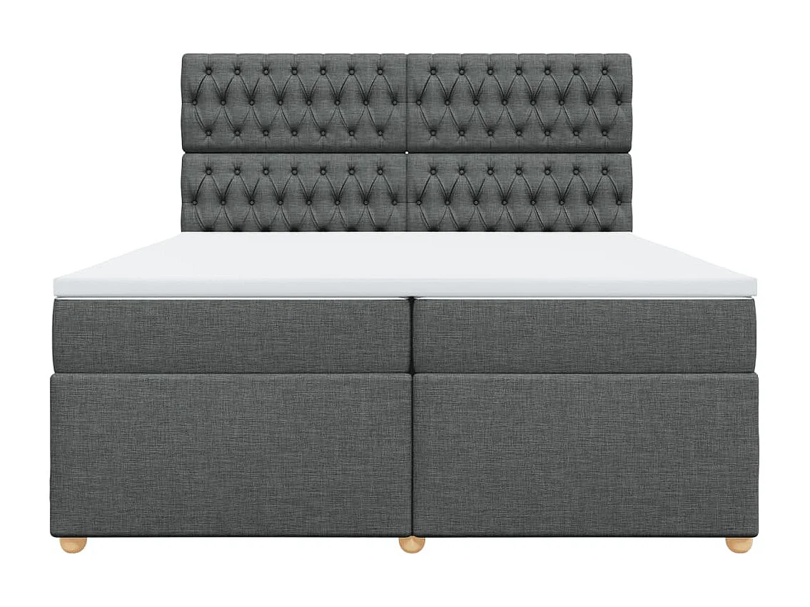 Sommier à lattes de lit avec matelas Gris foncé 200x200cm Tissu