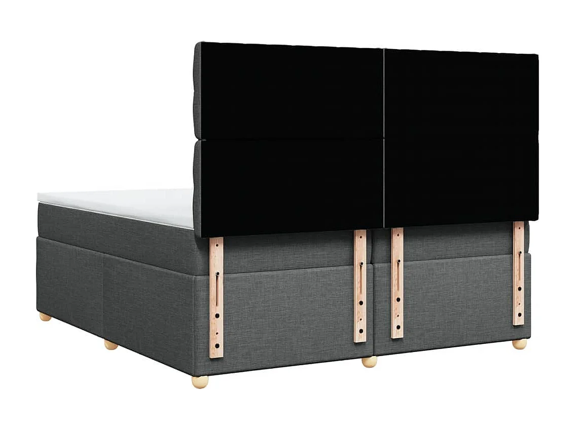 Sommier à lattes de lit avec matelas Gris foncé 200x200cm Tissu
