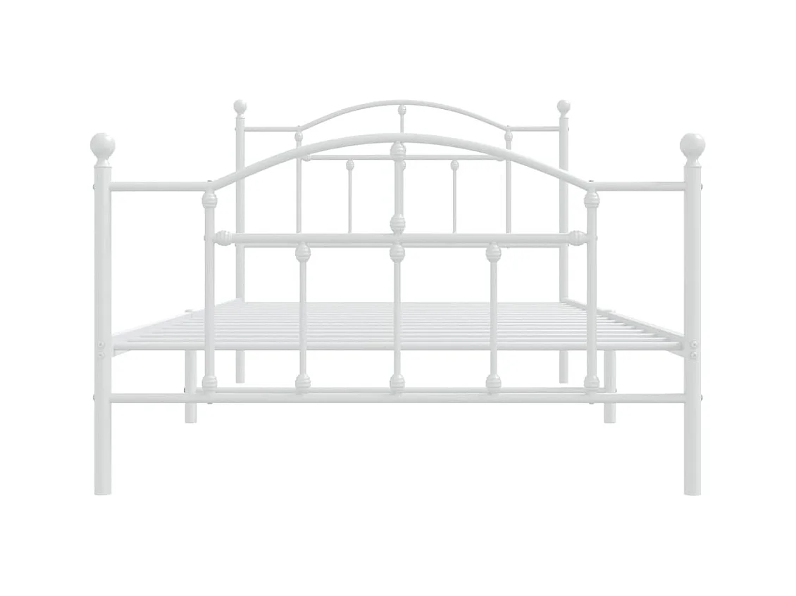 Cadre de lit métal sans matelas et pied de lit blanc 107x203 cm