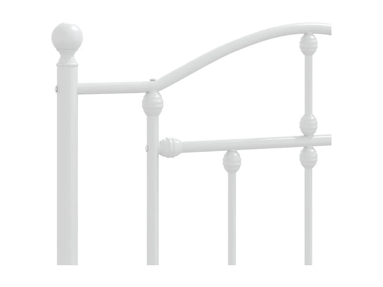 Cadre de lit métal sans matelas et pied de lit blanc 107x203 cm