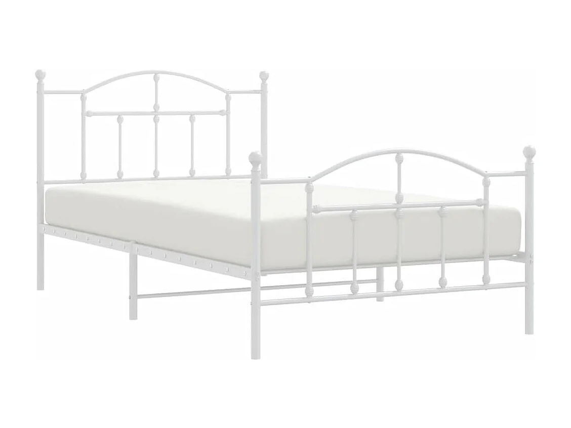 Giroletto con Testiera e Pediera Metallo Bianco 107x203 cm