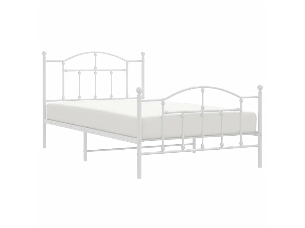 Bedframe met hoofd- en voeteneinde metaal wit 107x203 cm