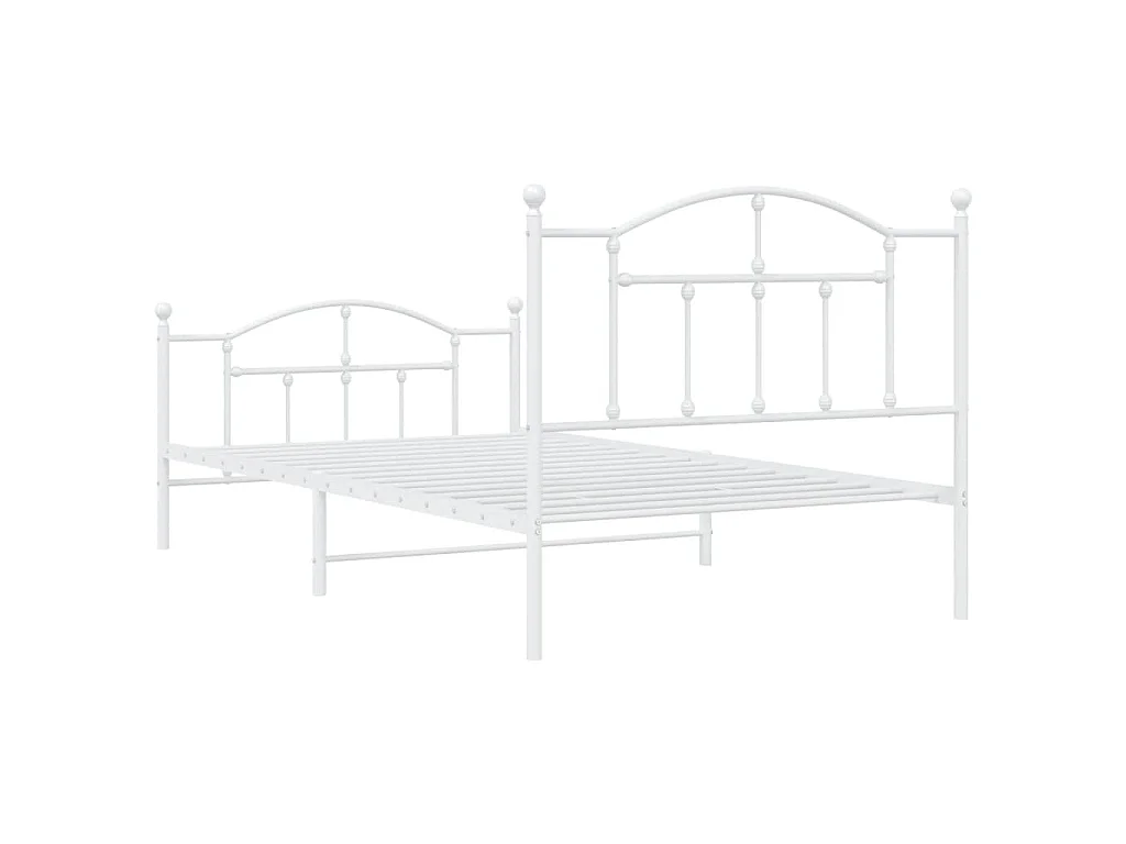 Bedframe met hoofd- en voeteneinde metaal wit 107x203 cm