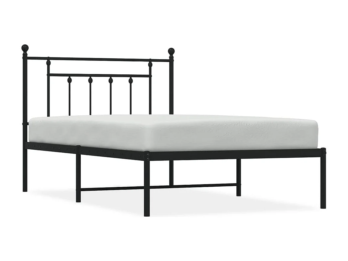 Cadre de lit métal sans matelas avec tête de lit noir 107x203cm